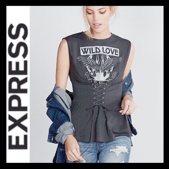 NWOT Express Wild Love Corset Tee